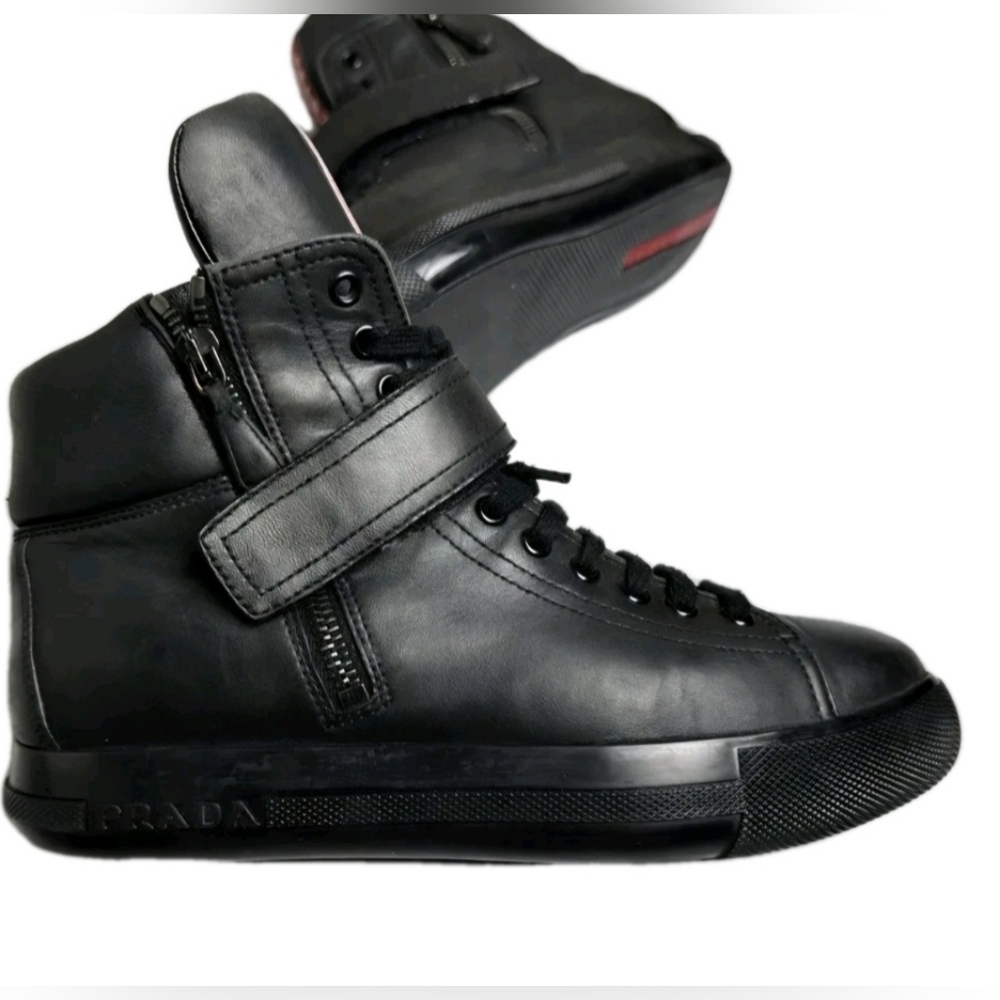 Prada Miu Miu 00s Womens Leather Y2K HiTop Boot Sneakers EU 39.5 US Sz 8.5 (EUC) - Picture 7 of 12